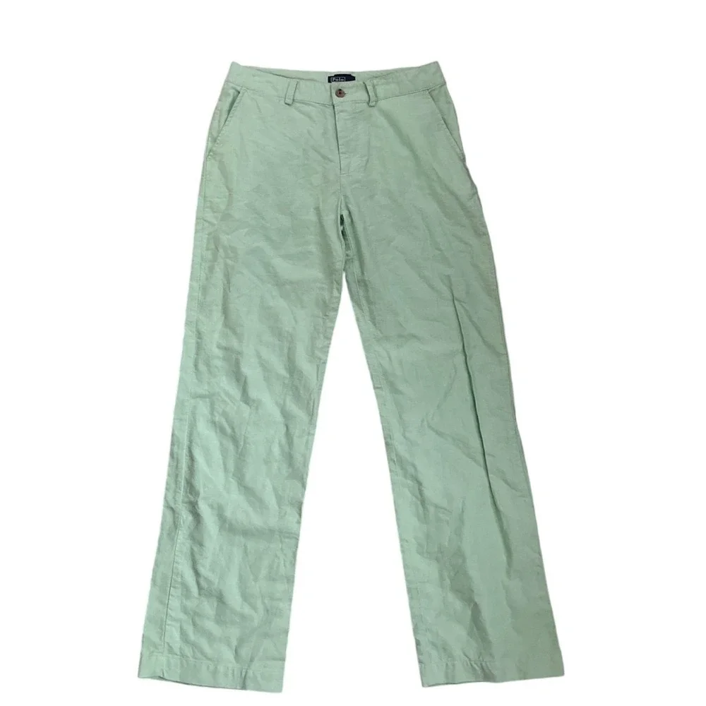 Boys Mint Green Oxford Pants Straight‎ Leg Polo Ralph Lauren 14